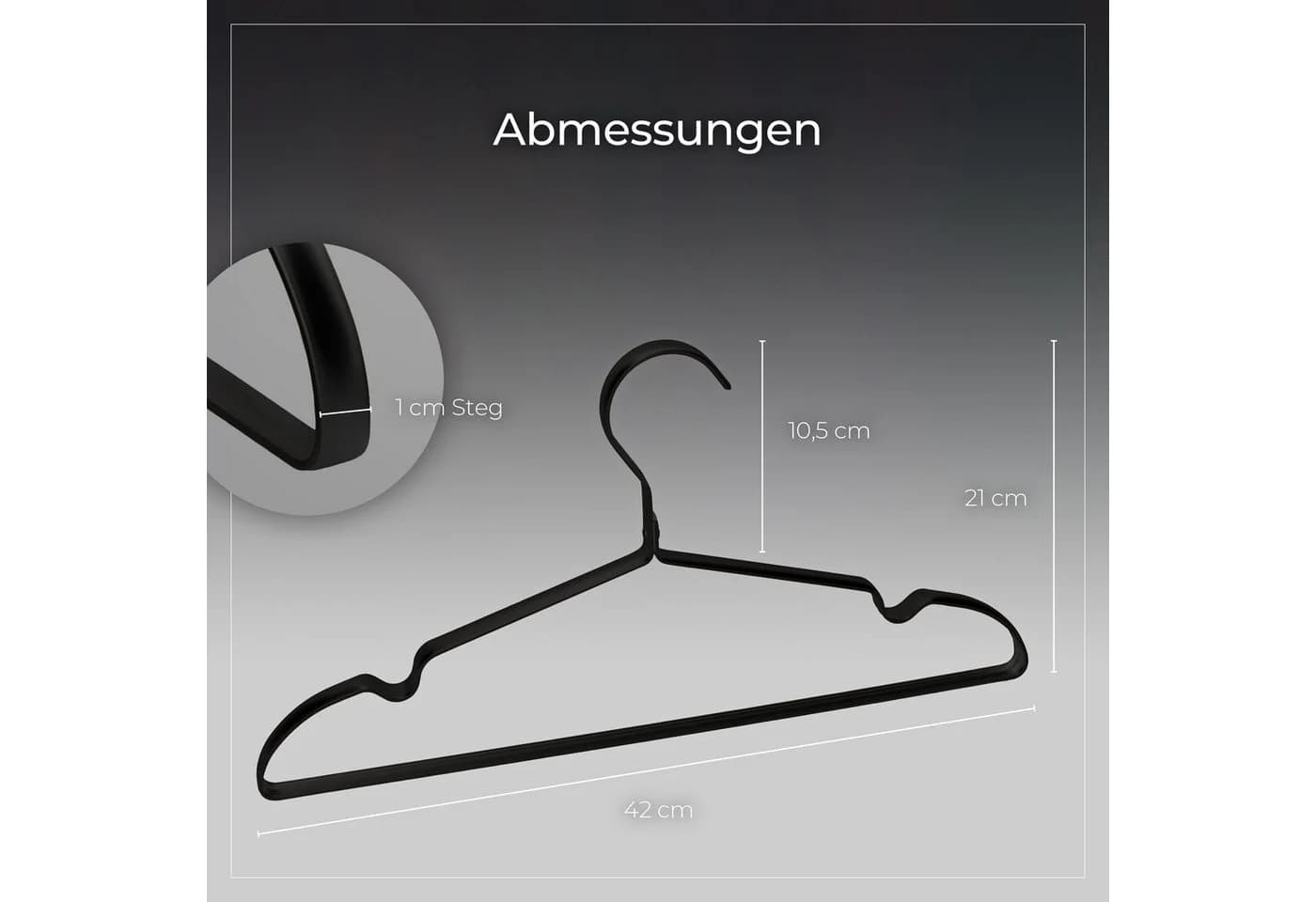 Parusia Kleiderbügel 10er Set Schwarz Aluminium - Bild 5