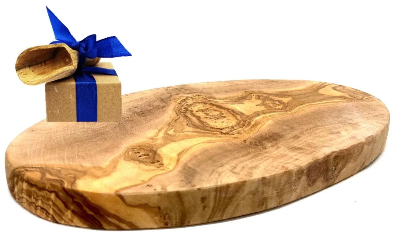 Frühstücksbrett OLIVENHOLZ-ERLEBEN Brett oval aus Olivenholz 24 cm Braun