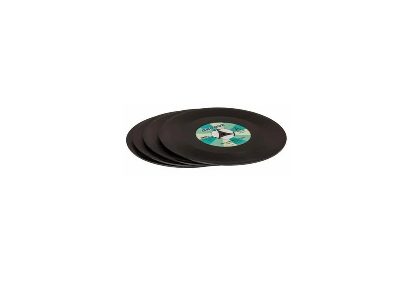 HAC24 Glasuntersetzer Set 8-tlg. Vinyl Schallplatten Schwarz Ø 11 cm