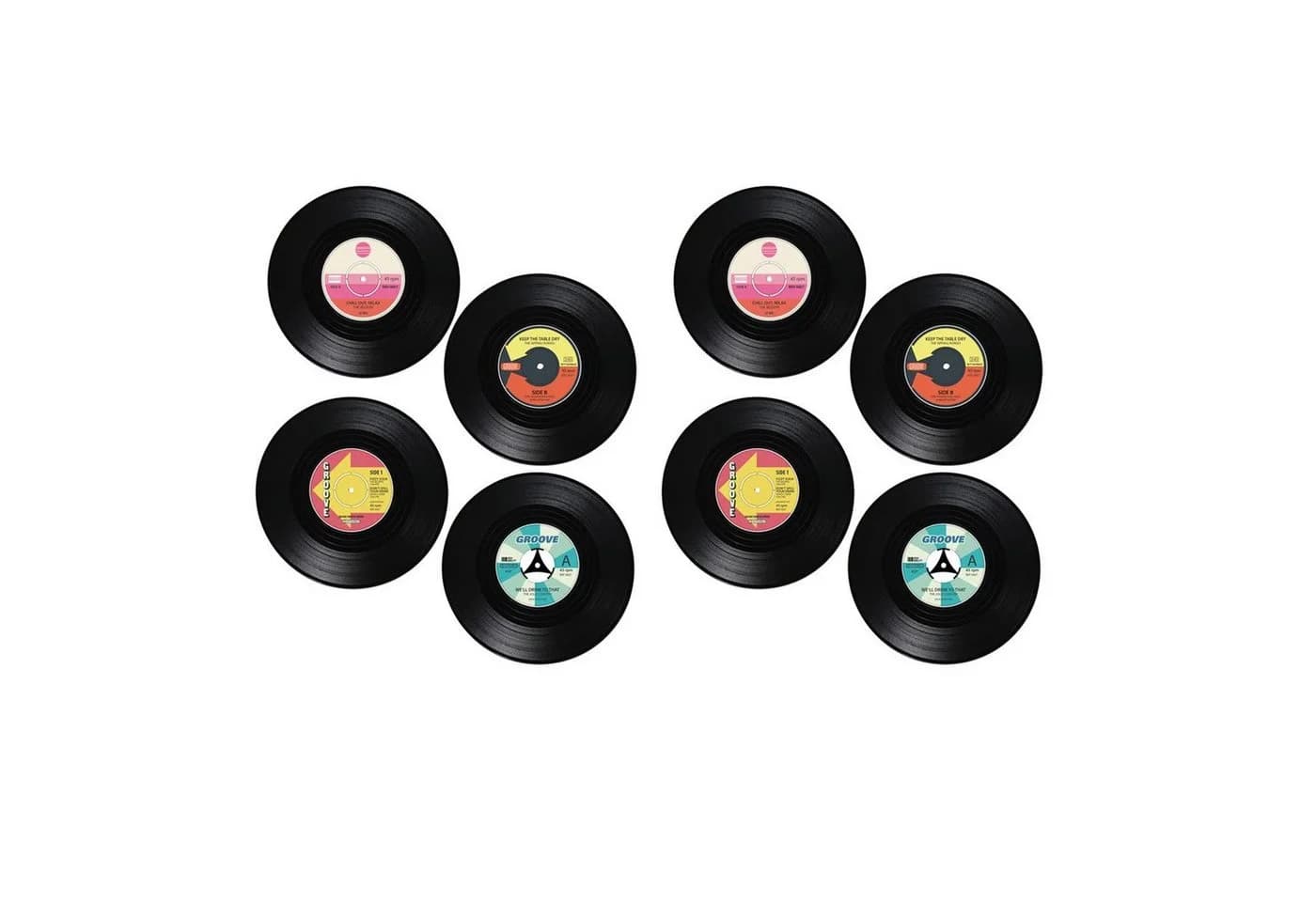 HAC24 Glasuntersetzer Set 8-tlg. Vinyl Schallplatten Schwarz Ø 11 cm - Bild 2