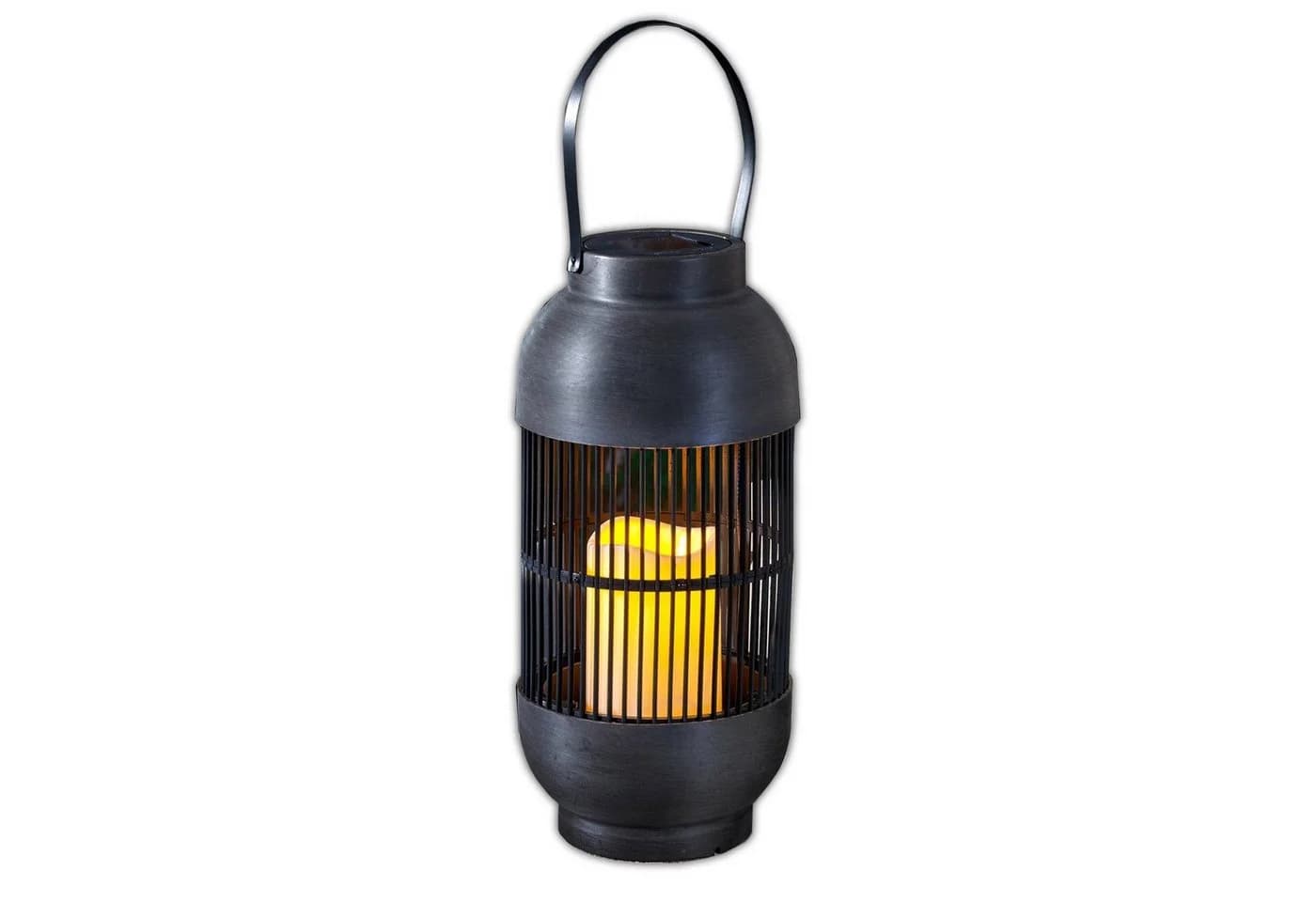 HAC24 Solarlaterne LED Braun Wetterfest mit flackerndem Kerzenschein