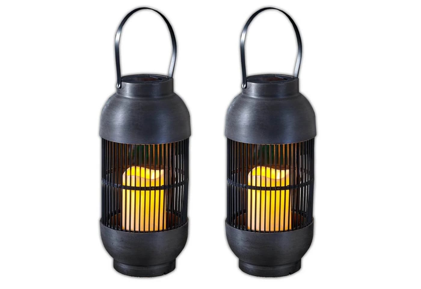 HAC24 Solarlaterne LED Braun Wetterfest mit flackerndem Kerzenschein - Bild 2