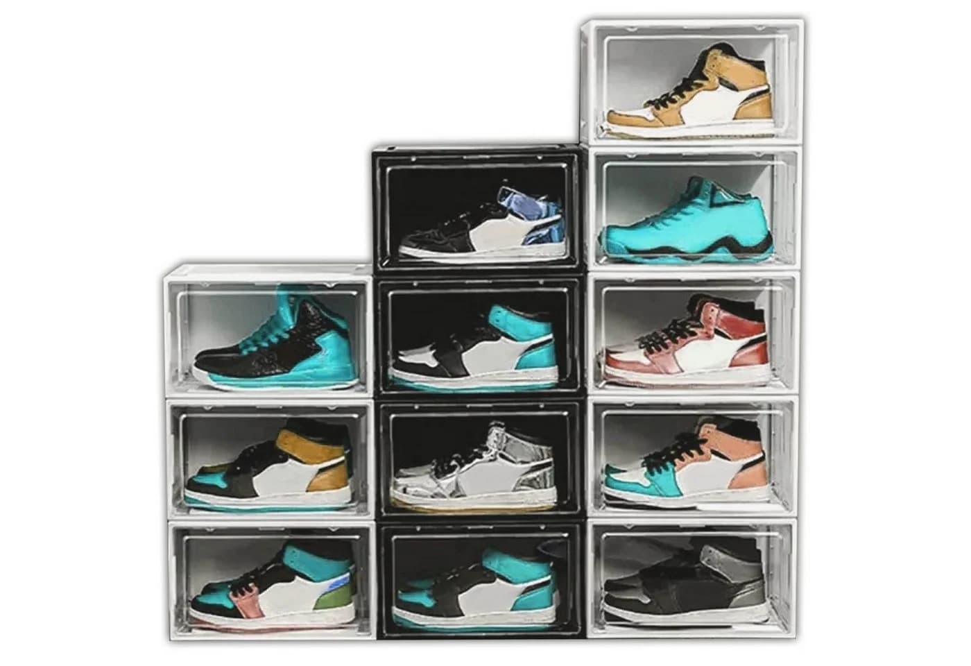 HAC24 Schuhbox Stapelbar Set 12 St Transparent Schwarz Kunststoff - Bild 3