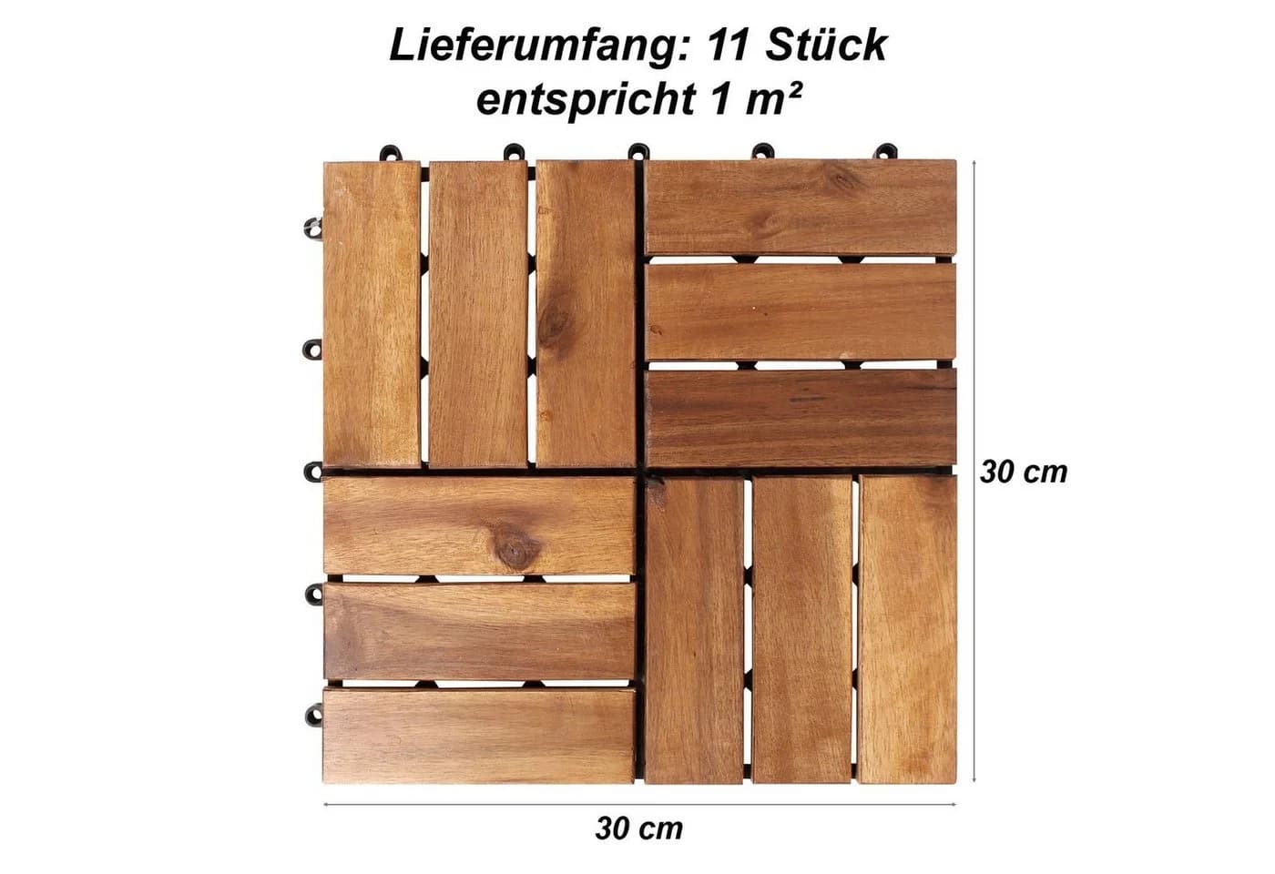 HAC24 Terrassenfliesen Akazienholz Stecksystem Braun 11 Stück