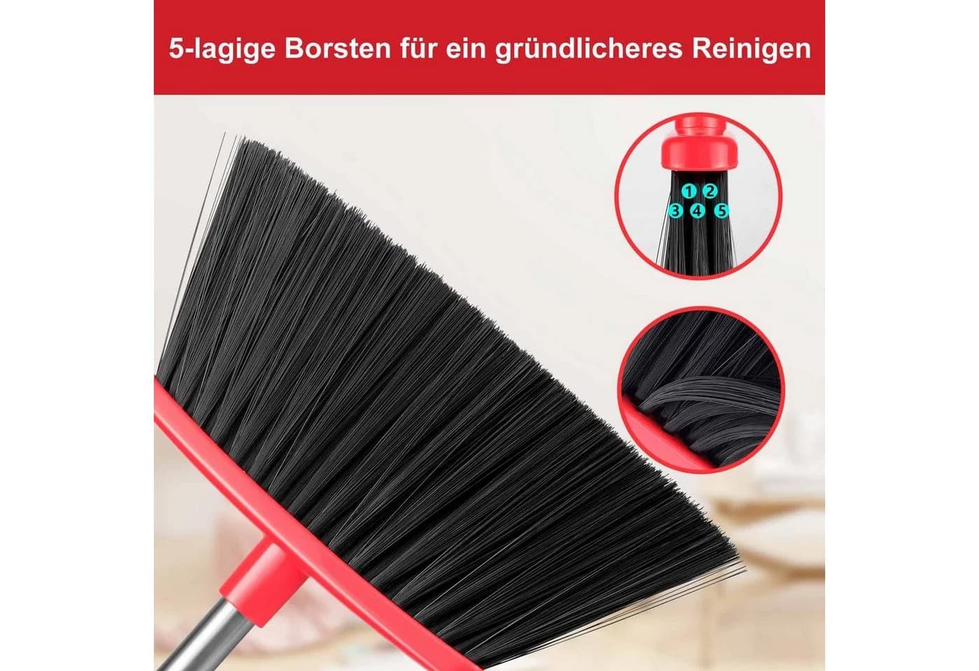 VOSSBACH Kehrgarnitur Set mit verstellbarem Edelstahlstiel & Wandhalterung - Bild 5
