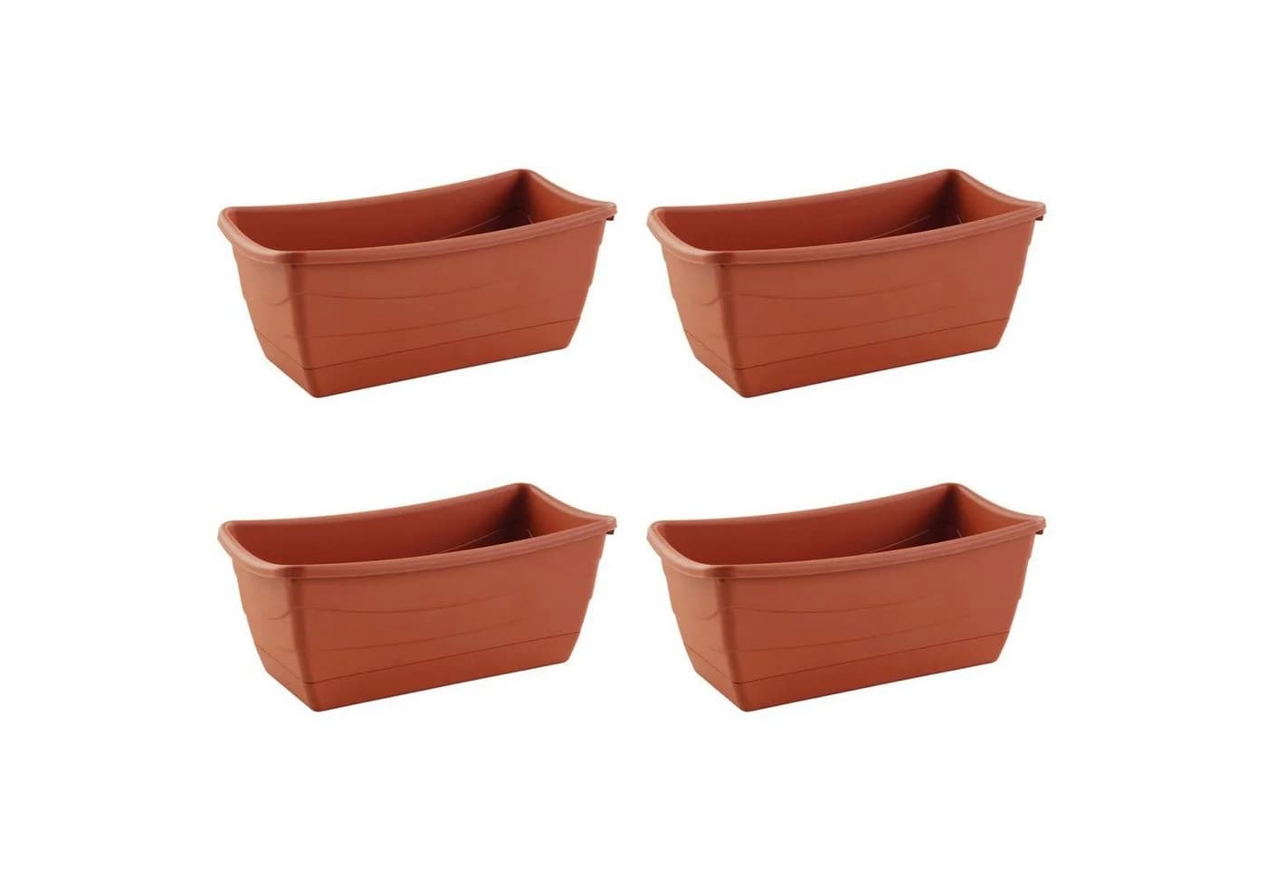HAC24 Pflanzkübel 4 St - Eckig Kunststoff Terracotta 26x13cm - Bild 2