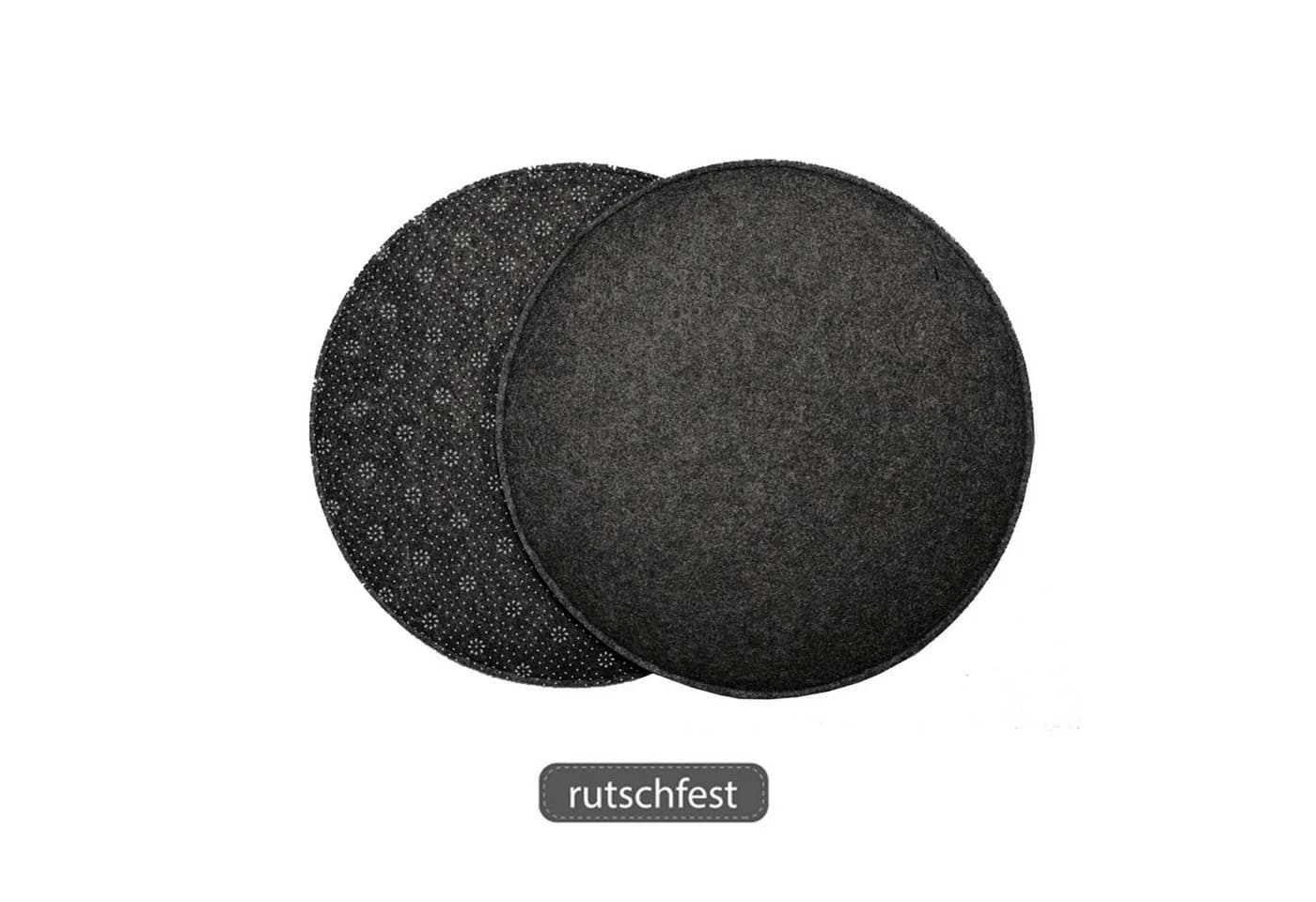 VOSSBACH Sitzkissen Stuhlkissen Set Filz Rund Ø 35 cm Anthrazit