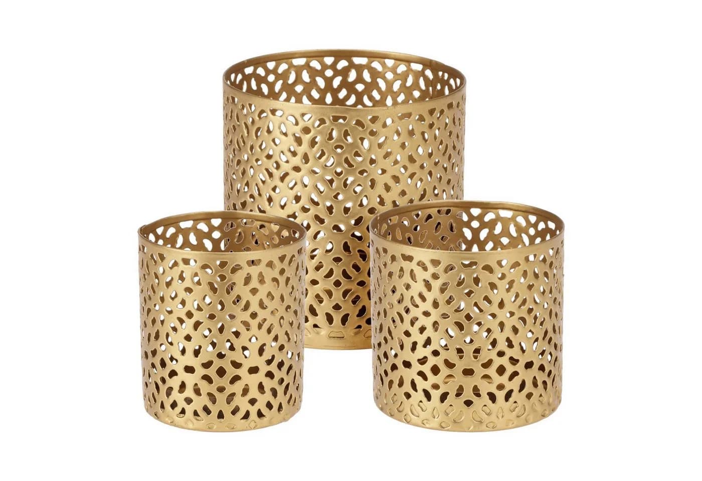 HAC24 Teelichthalter Metall Orientalisch Gold Ø 5/6,5/8,5 cm