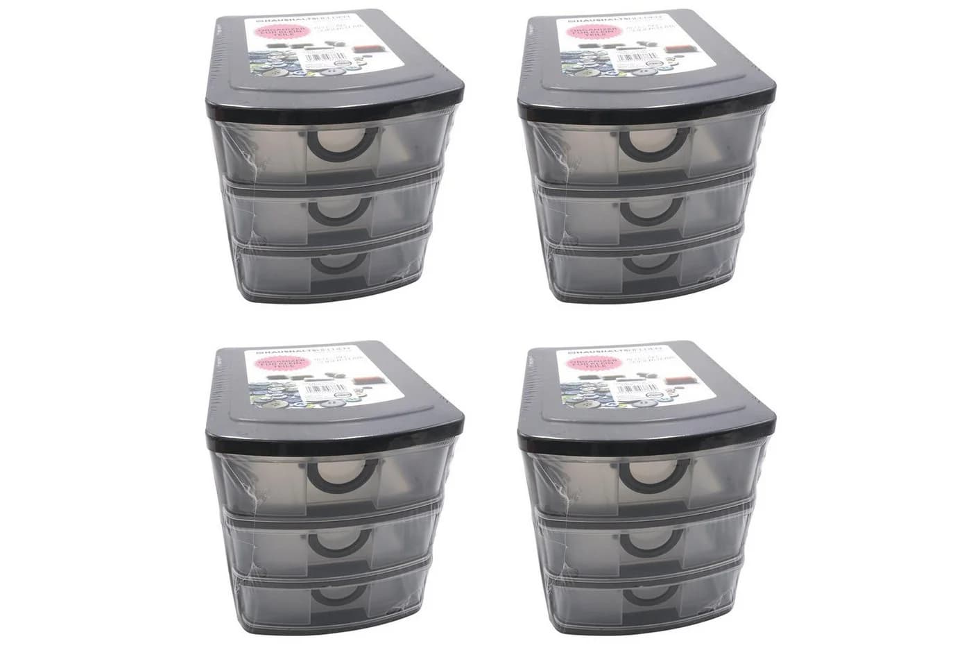HAC24 Aufbewahrungsbox mit 3 Schubladen Grau Transparent - Bild 2