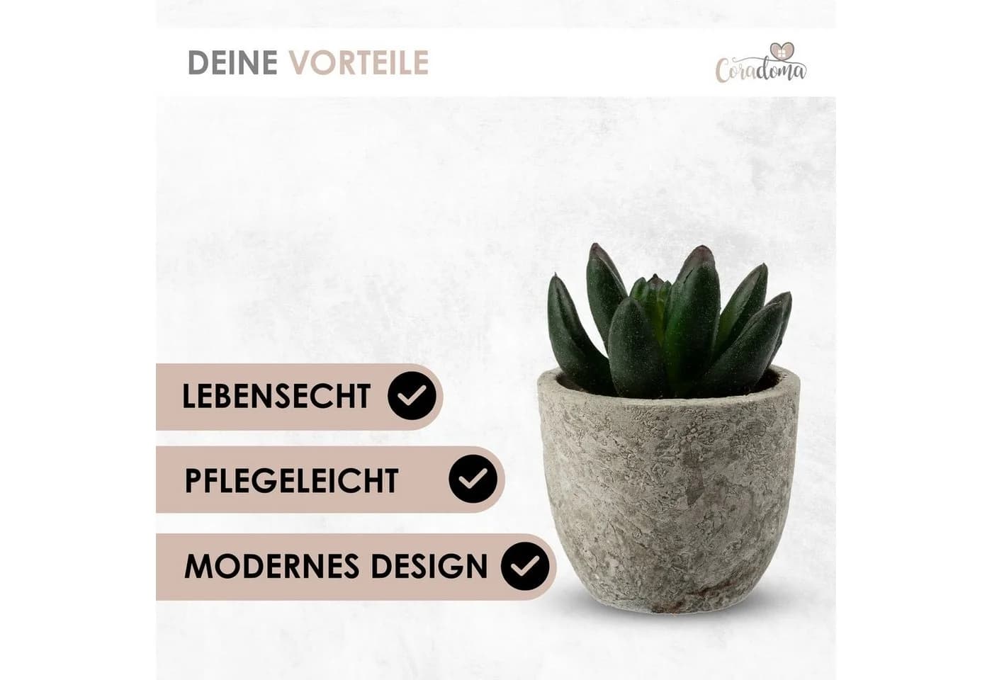 Coradoma Kunstpflanzen Mini Set Grau Modern Dekoration - Bild 5