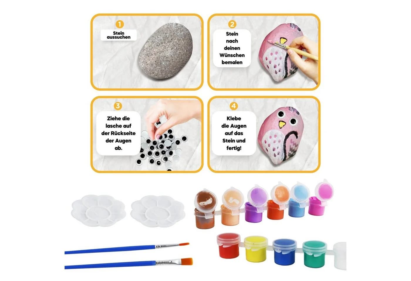 Coradoma Kreativset Steine zum Bemalen DIY Set 10 Steine + 2 Leuchtsteine - Bild 4