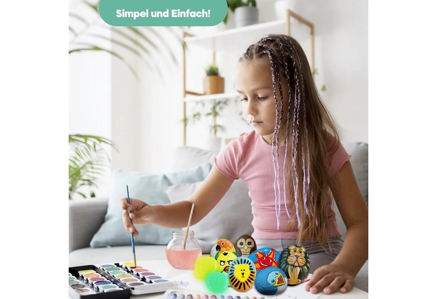 Coradoma Kreativset 12 Steine zum Bemalen DIY Bastelset - Bild 5