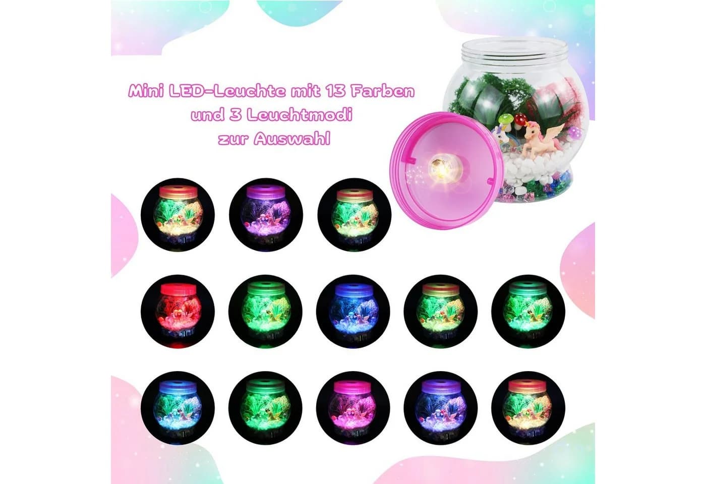 Coradoma Terrarium Kit DIY mit Nachtlicht - Kreativset für Kinder