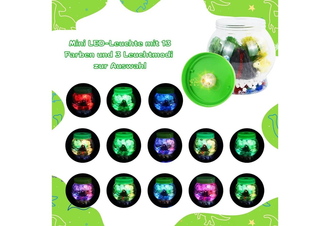 Coradoma Kreativset Terrarium Kit mit LED Nachtlampe und 2 Figuren - Bild 4
