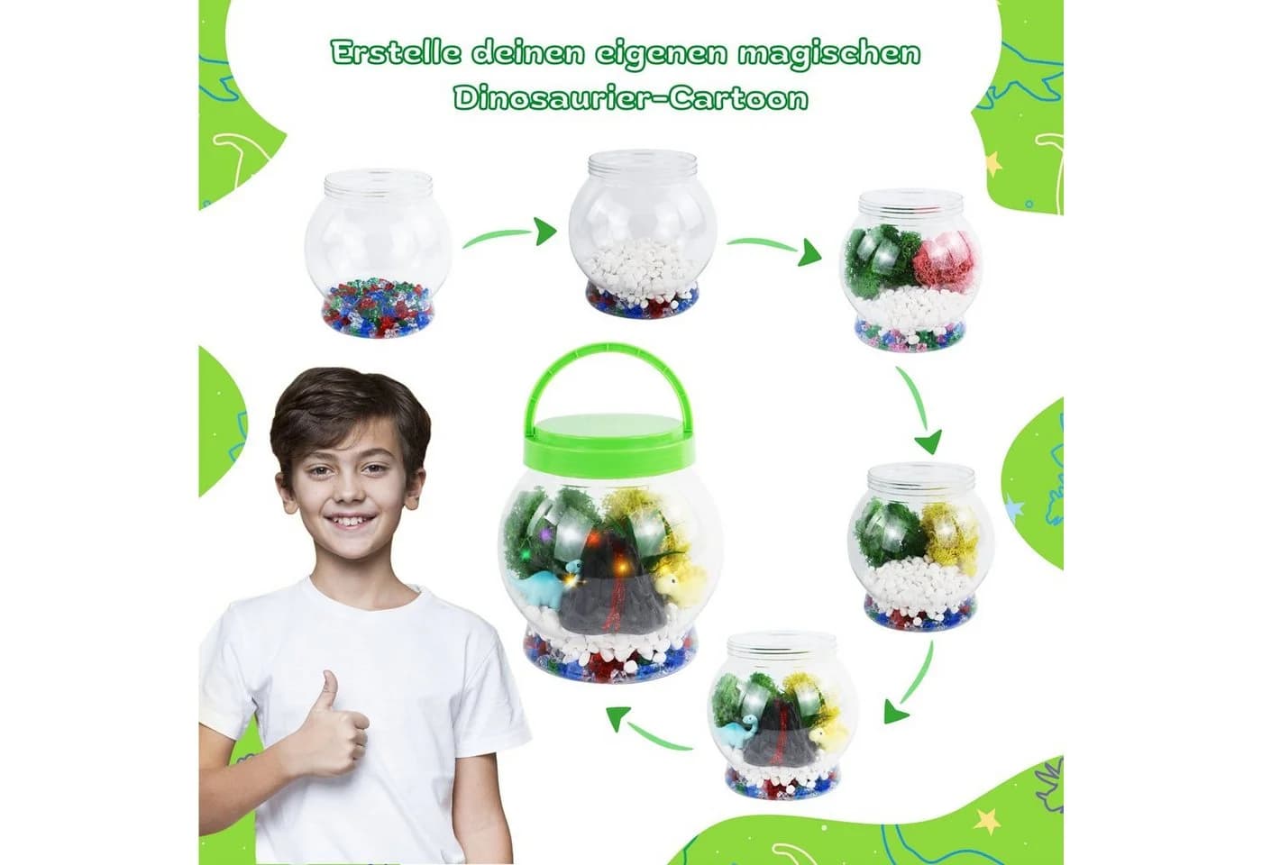 Coradoma Kreativset Terrarium Kit mit LED Nachtlampe und 2 Figuren - Bild 5