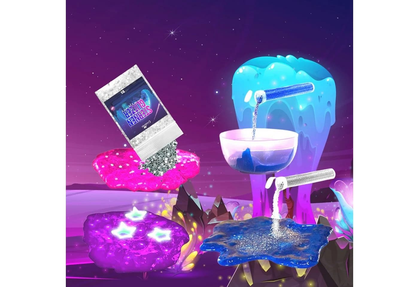 Coradoma Kreativset Galaxy Slime Kit DIY mit Glow in the dark Pulver - Bild 5