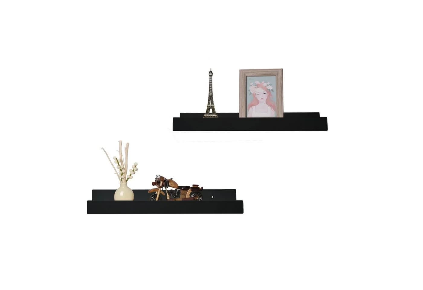 Coradoma Deko-Wandregal 2er Set Holz Schwarz Modern - Bild 3