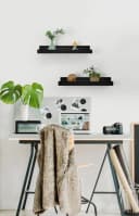 Coradoma Deko-Wandregal 2er Set Holz Schwarz Modern Bild 5