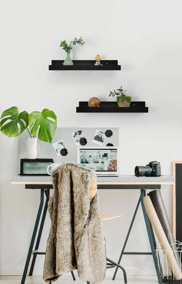 Coradoma Deko-Wandregal 2er Set Holz Schwarz Modern - Bild 5