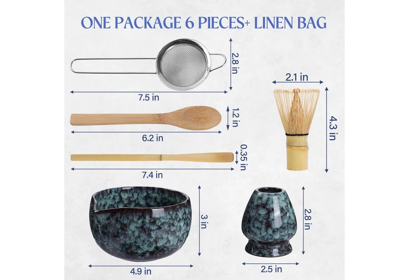 Coradoma Matcha Tee Set 7-tlg. Bambus & Keramik Japanisch Traditionell