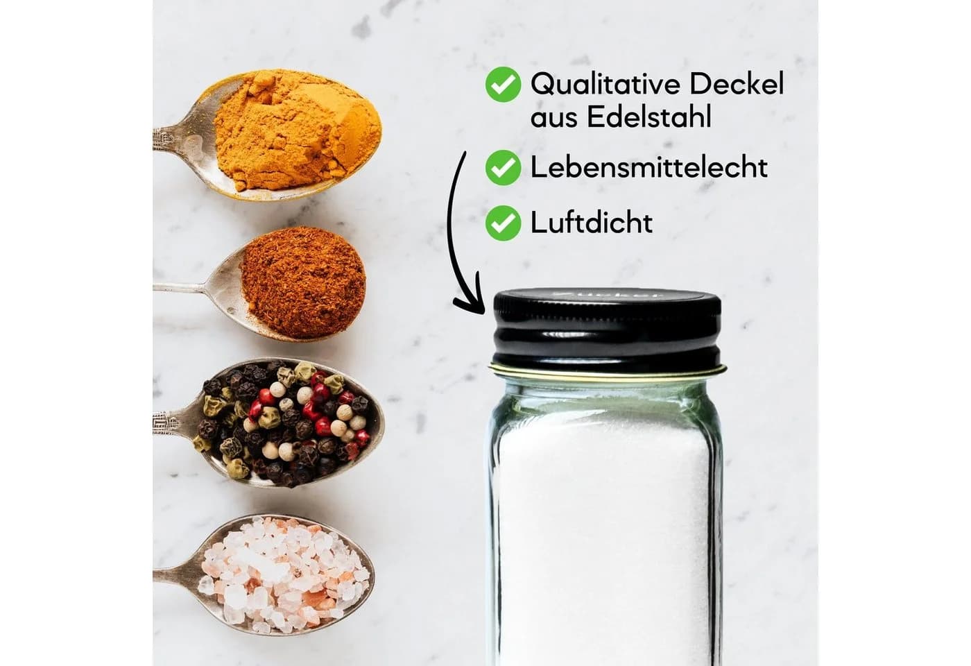 Coradoma Gewürzgläser Set 24-tlg. Glas Eckig mit Zubehör - Bild 5