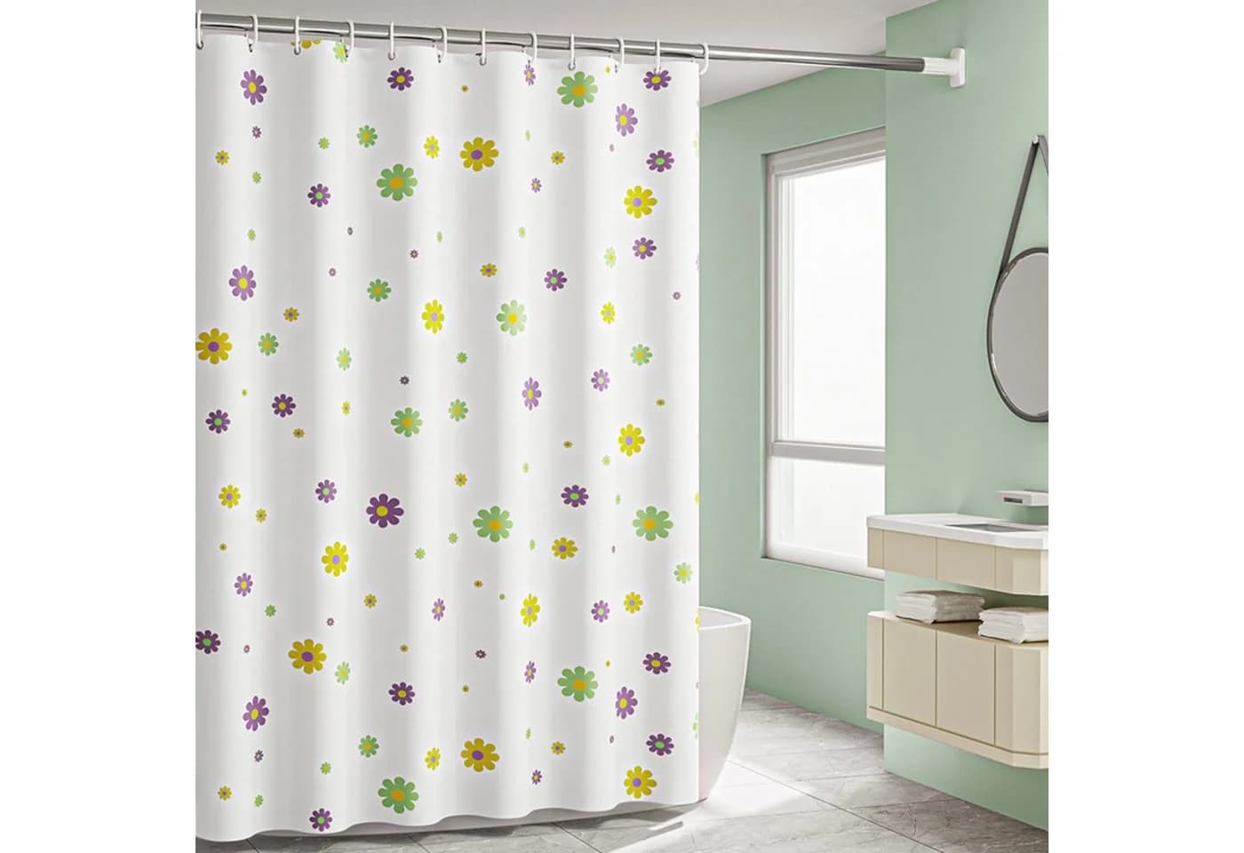 Coradoma Duschvorhang 180x200cm wasserabweisend inkl. Ringe - Bild 2
