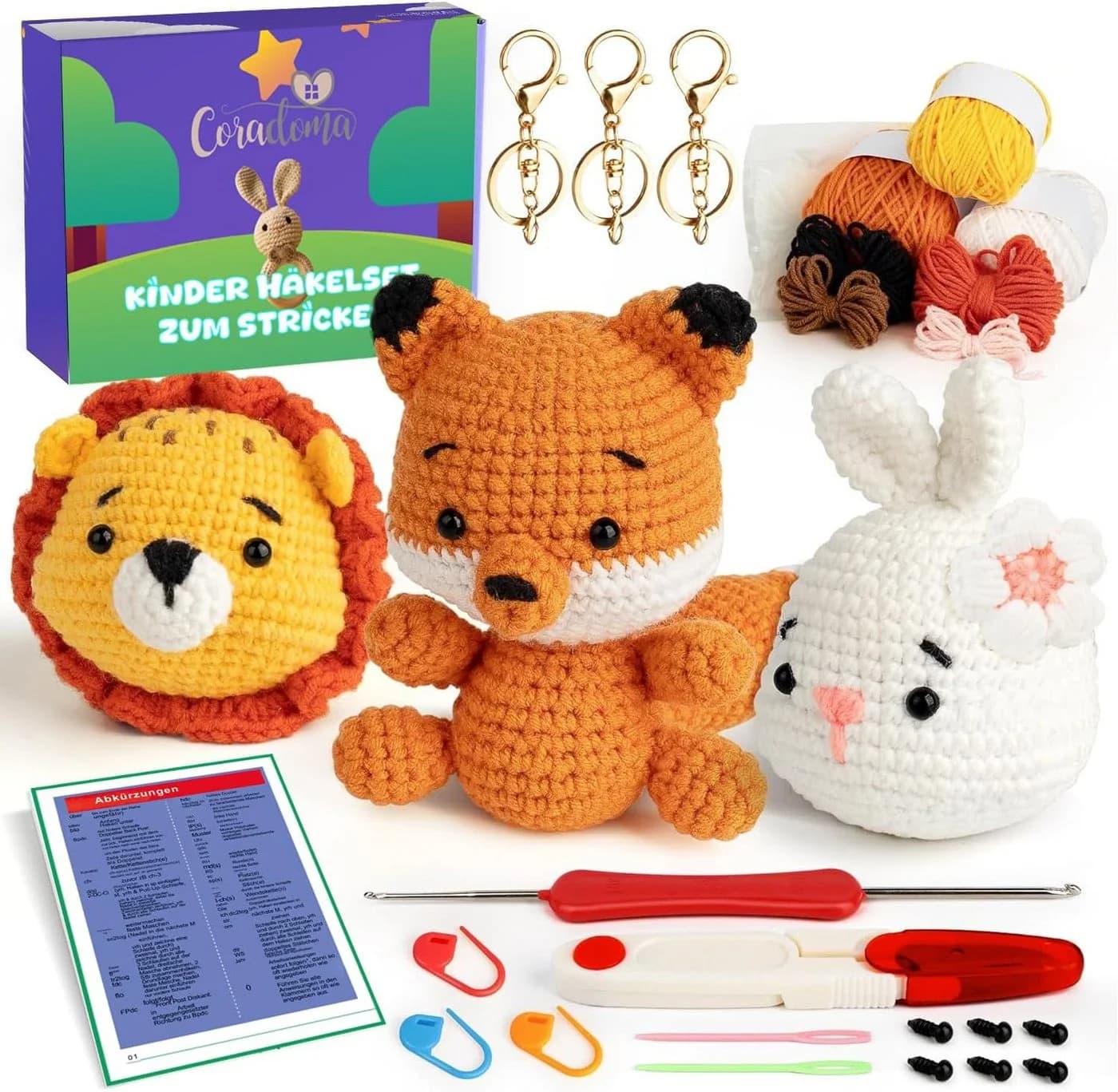 Coradoma Kreativset Strickset Häkelset DIY Nähset für Kinder Häkeln und Stricken Amigurumi - Bild 2