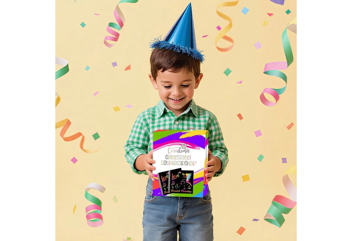 Coradoma Malvorlage Regenbogen Kratzpapier Set 50 Bögen zum Zeichnen Magic Kratzbilder - Bild 3