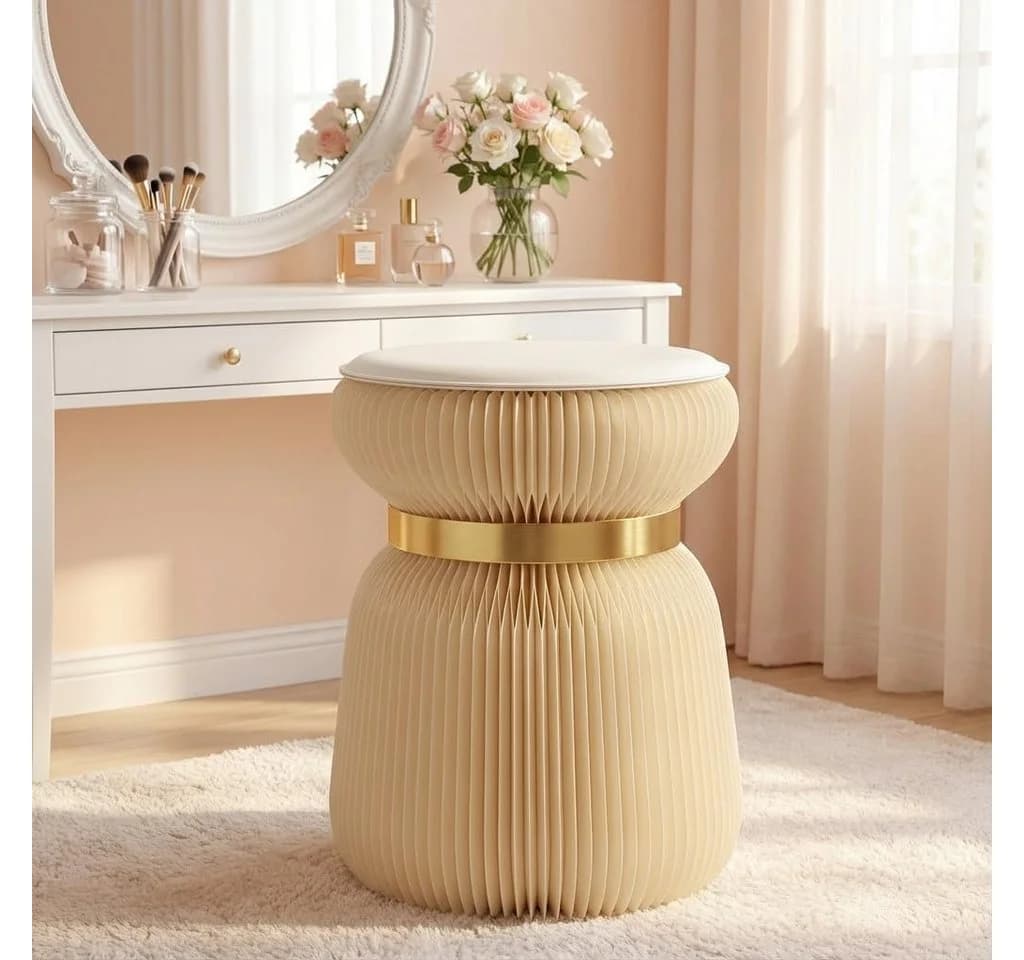 Lyveo Tritthocker Papierhocker Klapphocker Faltbar 36x42cm Beige - Bild 4