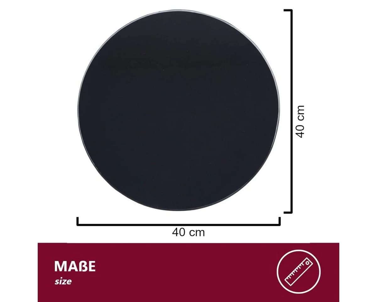 HOOZ Servierplatte Glasablage Ø 40 cm Schwarz ESG Glas