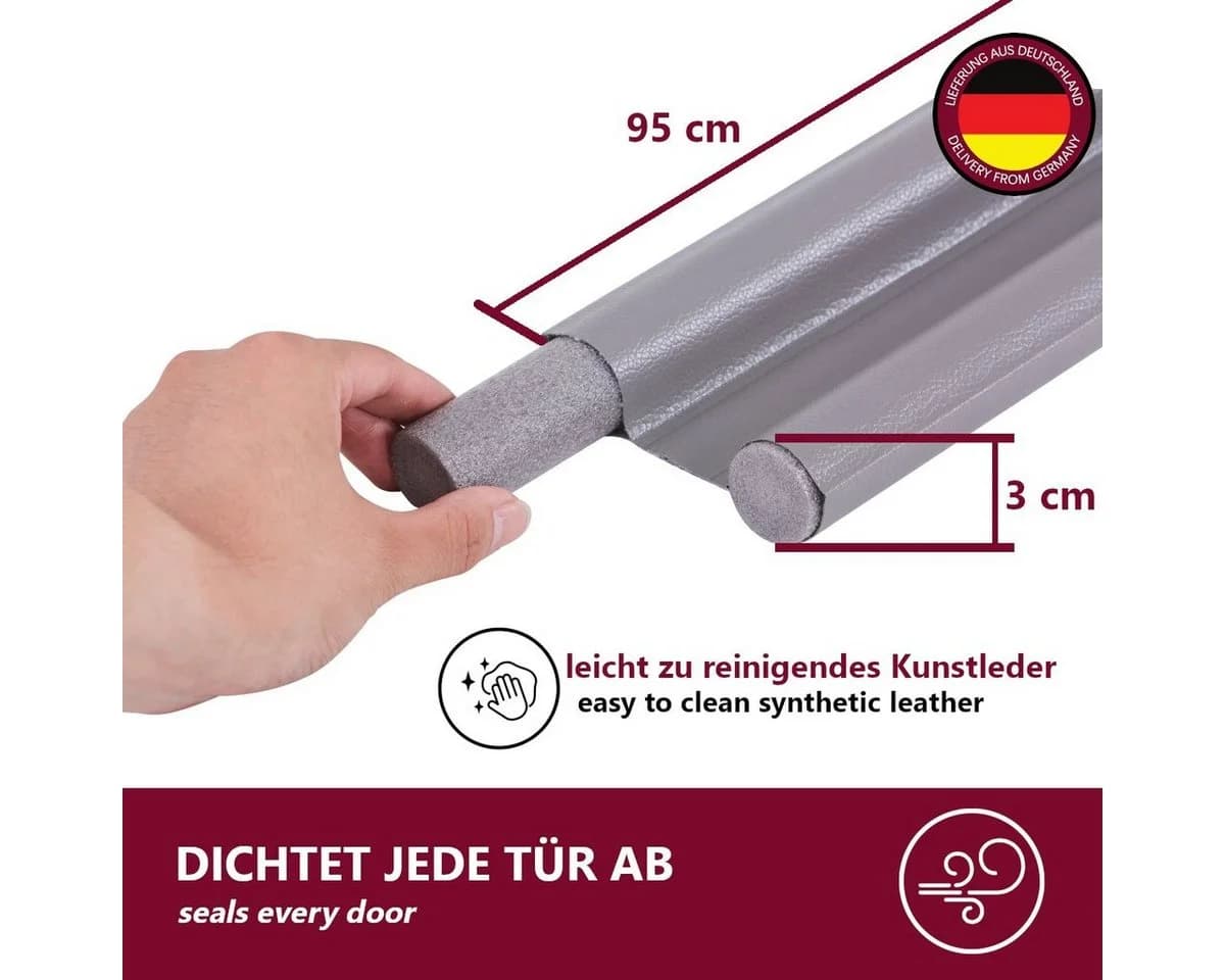 HOOZ Zugluftstopper für Türen PU Leder Türdichtung