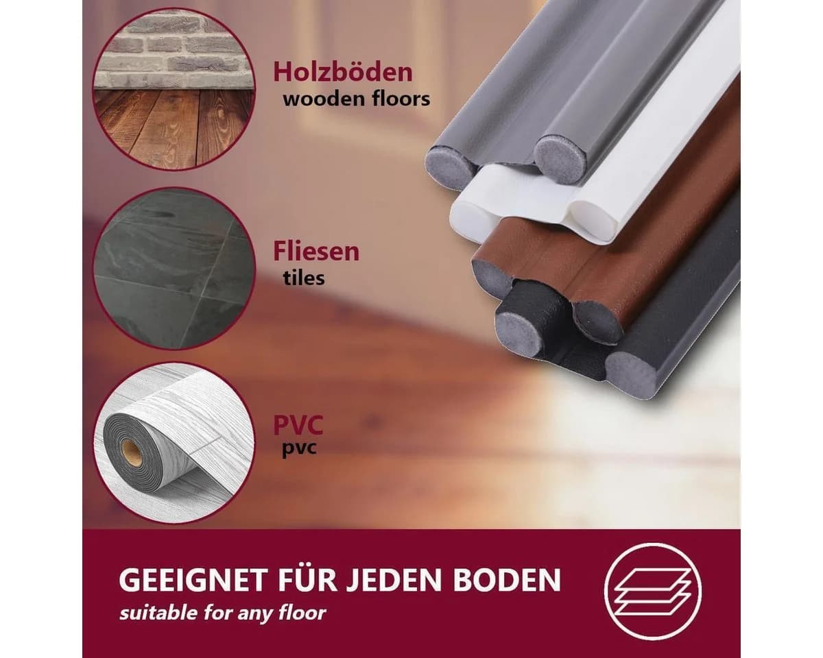 HOOZ Zugluftstopper für Türen Schwarz PU Leder Türdichtung - Bild 4