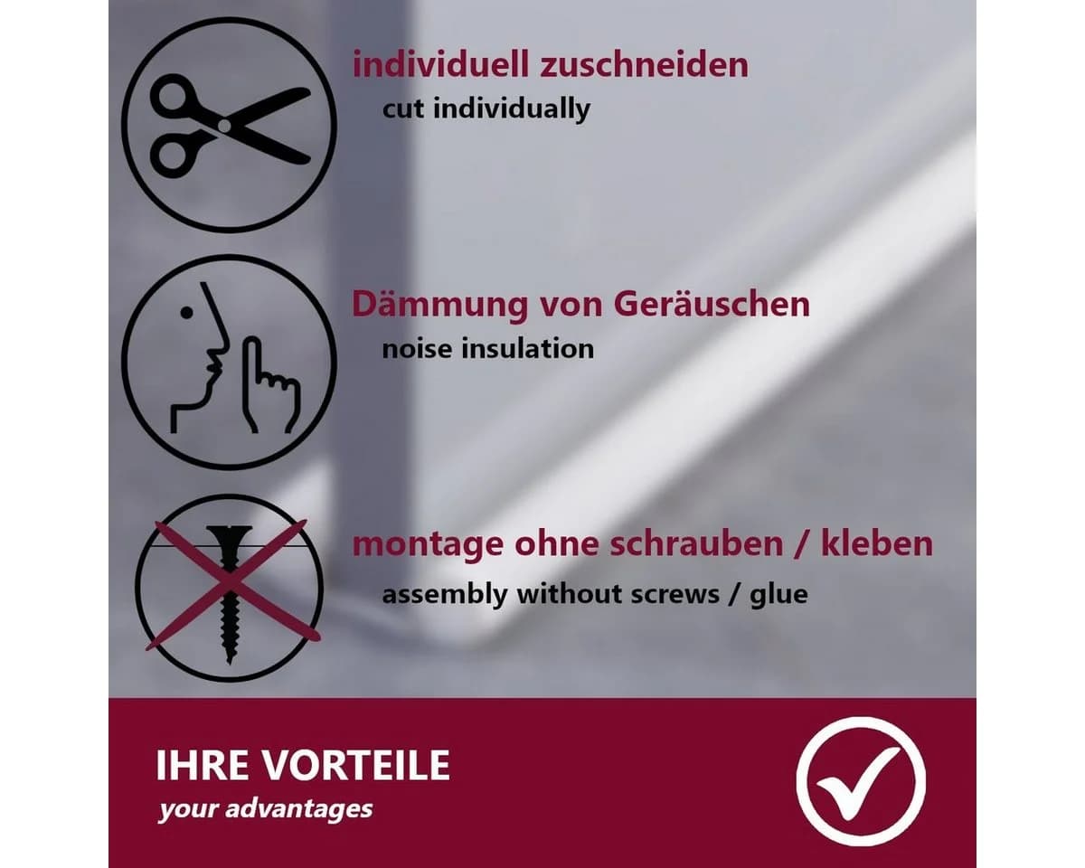 HOOZ Zugluftstopper für Türen Schwarz PU Leder Türdichtung - Bild 5