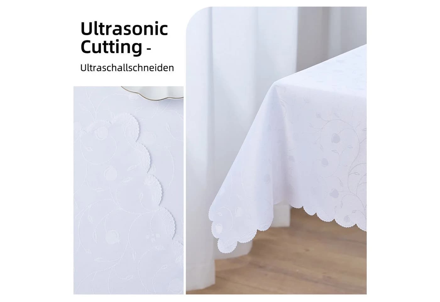 Simurq Tischdecke Rund Weiß Grau Beige Lotuseffekt Wasserabweisend - Bild 5