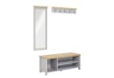 Mondeer Garderoben-Set 3-tlg. Schuhbank Wandspiegel Wandgarderobe Grau+Natur Bild 2