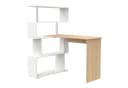 Mondeer Eckschreibtisch Drehbar mit Regal Weiß/Holz Bild 2