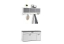 Mondeer Garderoben-Set Weiß mit Schuhbank und 5 Haken Bild 2