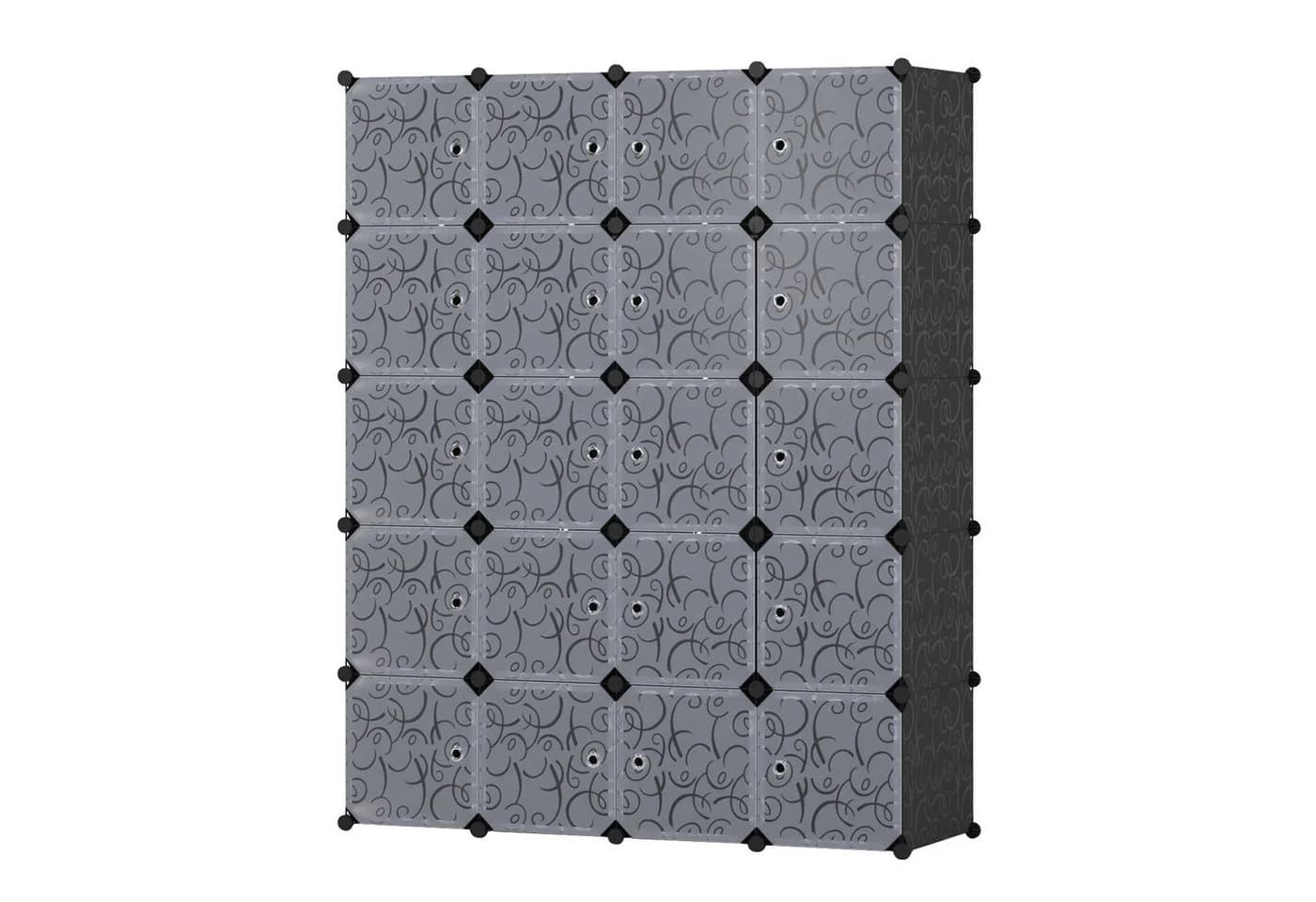 Mondeer Kleiderschrank Steckregal 20 Kubus mit 3 Kleiderstangen und Tür - Bild 2