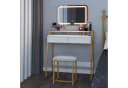 Mondeer Schminktisch Set Weiß/Gold mit LED Spiegel und Hocker Bild 1
