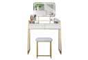 Mondeer Schminktisch Set Weiß/Gold mit LED Spiegel und Hocker Bild 2