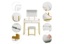 Mondeer Schminktisch Set Weiß/Gold mit LED Spiegel und Hocker Bild 4