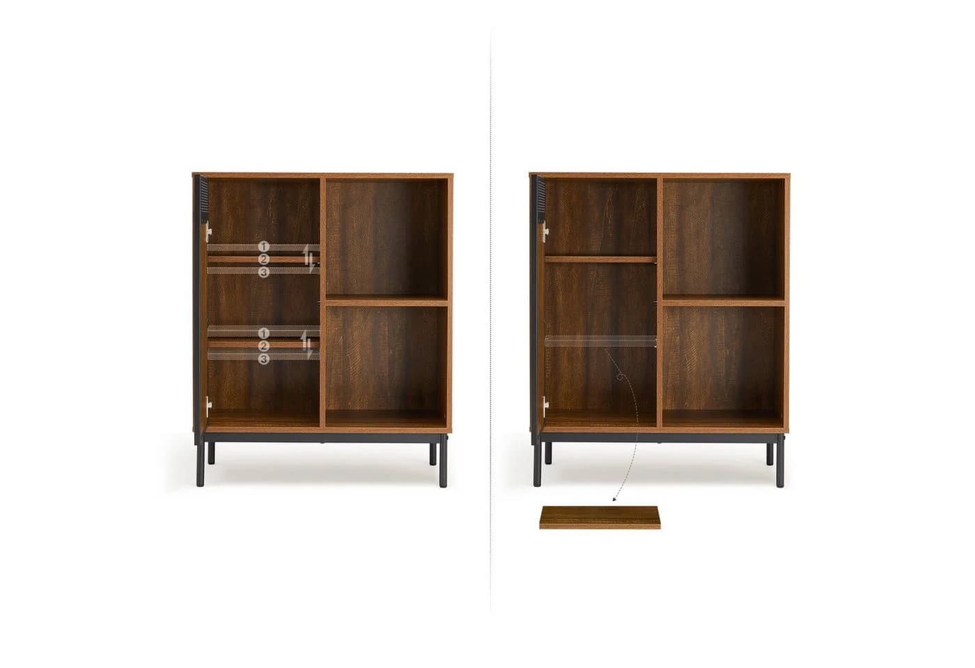 Mondeer Sideboard Kommode Braun Schwarz Ausschnitt Metalltüren - Bild 4