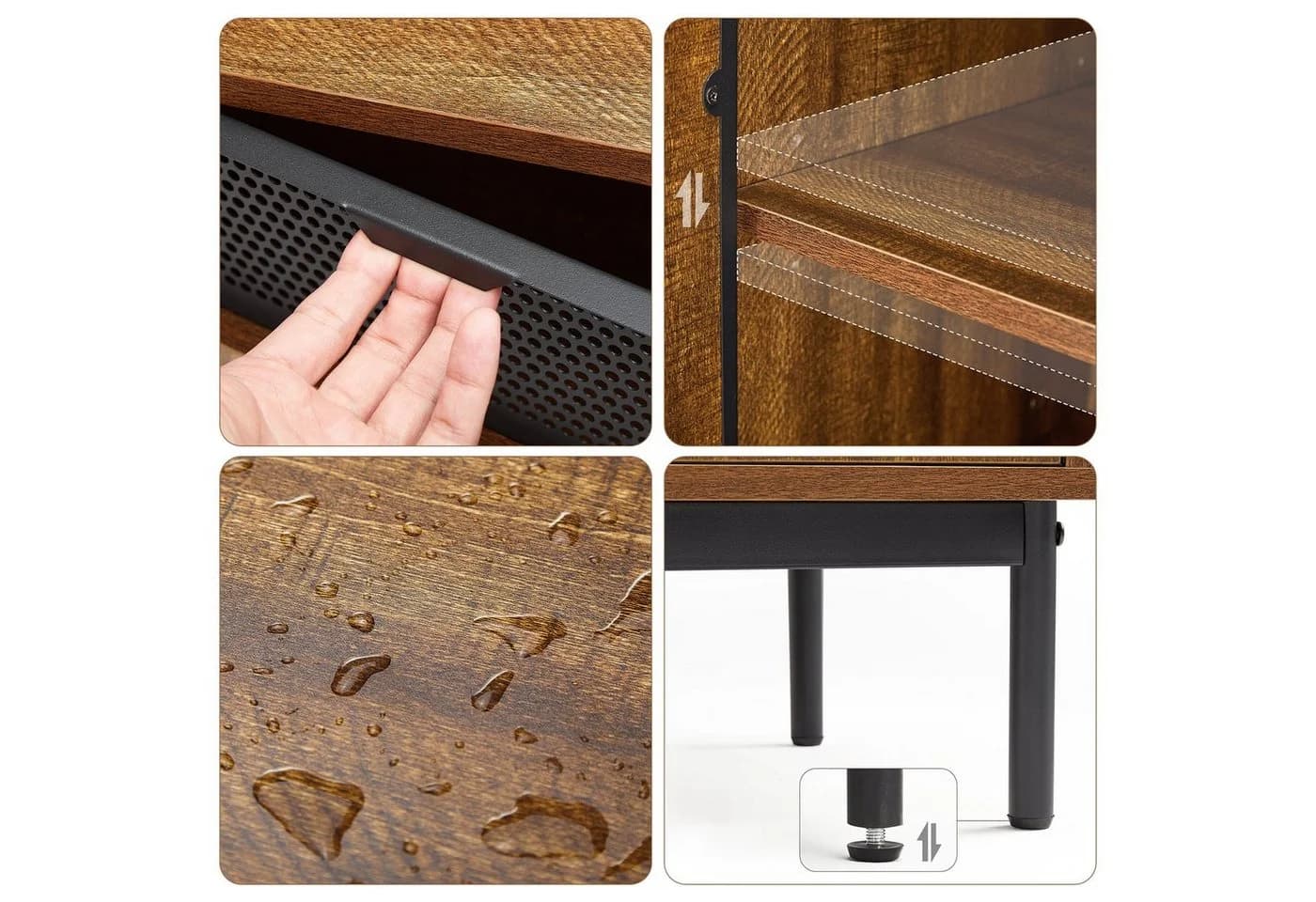 Mondeer Sideboard Kommode Braun Schwarz Ausschnitt Metalltüren - Bild 5