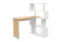 Mondeer Eckschreibtisch mit drehbarem Bücherregal Weiß Braun Bild 2