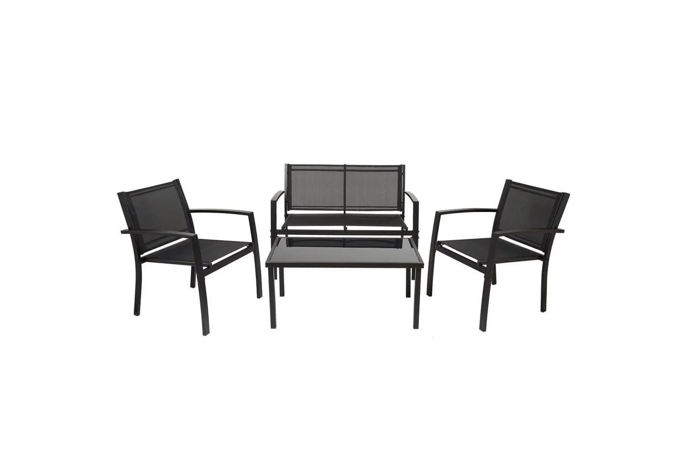 Mondeer Balkonset 4-tlg. Schwarz Stahl Glas - Bild 2