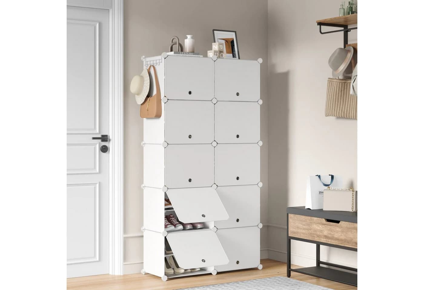 Mondeer Schuhregal Kunststoff-Schuhschrank 40 Paar Schuhe