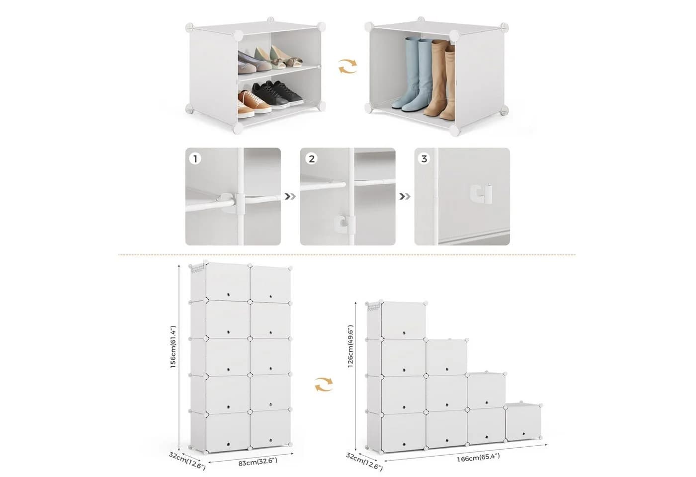 Mondeer Schuhregal Kunststoff-Schuhschrank 40 Paar Schuhe - Bild 5