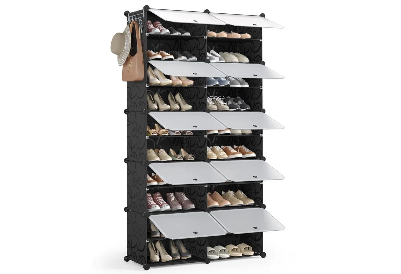 Mondeer Schuhschrank Schwarz Kunststoff Metall 40 Paar - Bild 3