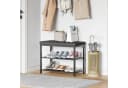 Mondeer Schuhbank Schwarz mit gepolstertem Kissen und 3-stufigem Netzregal Bild 1