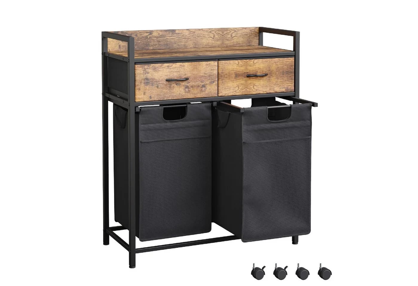 Mondeer Wäschekorb Metallgestell 2 x 50 L Schwarz - Bild 2